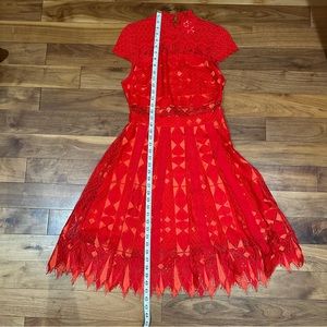 Red Lace Cap Sleeve Dress